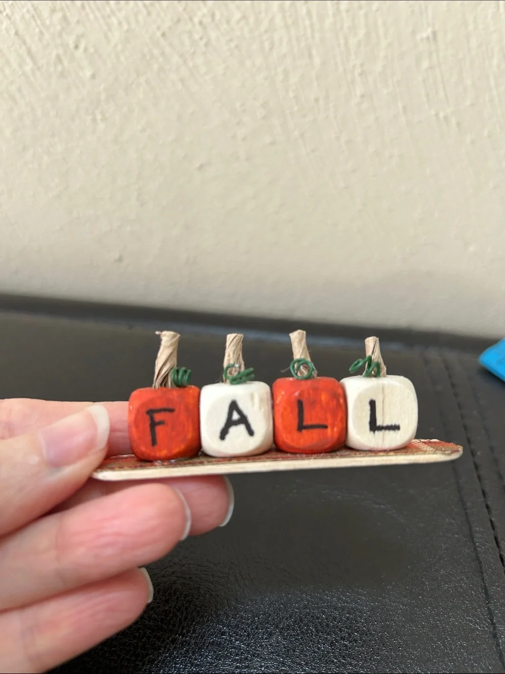 Handmade by my mom! Decorative 'FALL' Mini Pumpkin Accent